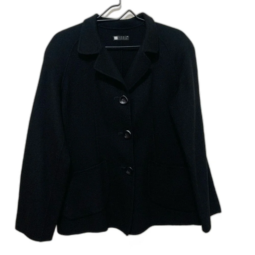 Carol Little 100% wool felt Classic Black Women's Jacket size large